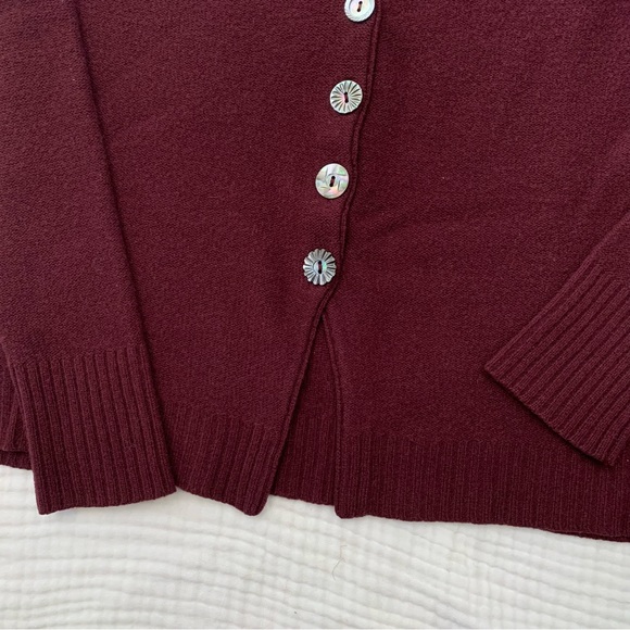 Sundance wool burgundy cardigan button up sweater size medium - Picture 3 of 7